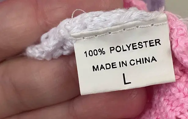 Crochet Colorblock Y2K Cropped Open Knit Sweater Bright Vibrant Top Size Large White