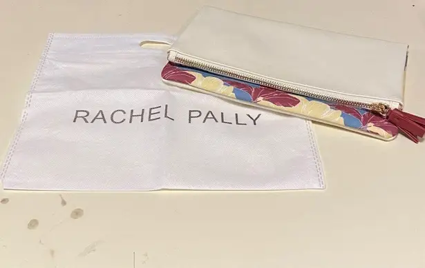 Rachel Pally Women’s Clutch Reversable flat zip leather floral clutch Cream Blue NEW