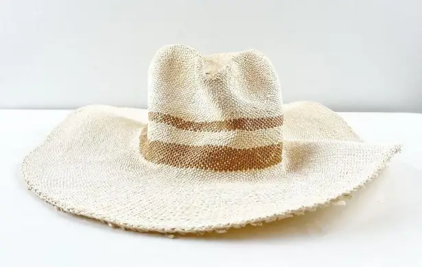 Gap  Sunset Striped Wide Brim Sun Beach Straw Hat Natural S / M