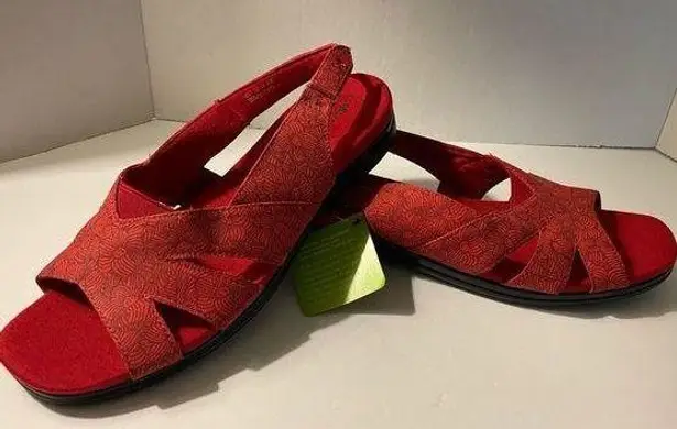 Grasshoppers Women Sandals 8.5 Wide Red Floral Adjustable Sling Back NWT Size undefined