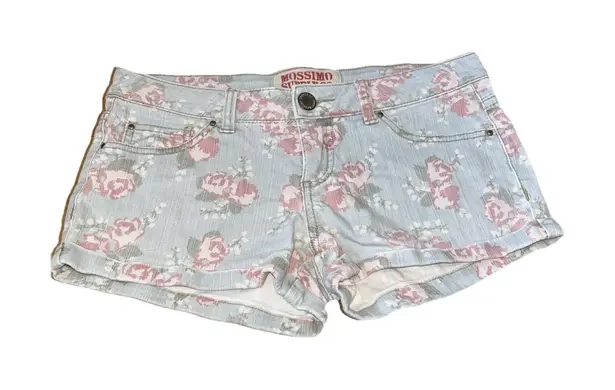 Floral Jean Short Shorts Rose Design Size 5/6 Light wash Hippie Boho 2" Inseam Blue Size undefined - Image 1