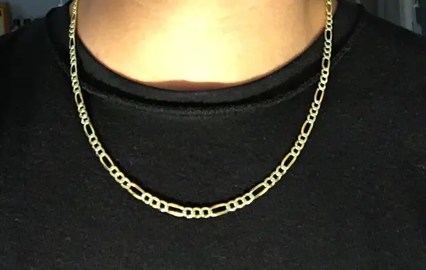 Gold Chain Figaro Two Tone 20in 4mm .925 Italy