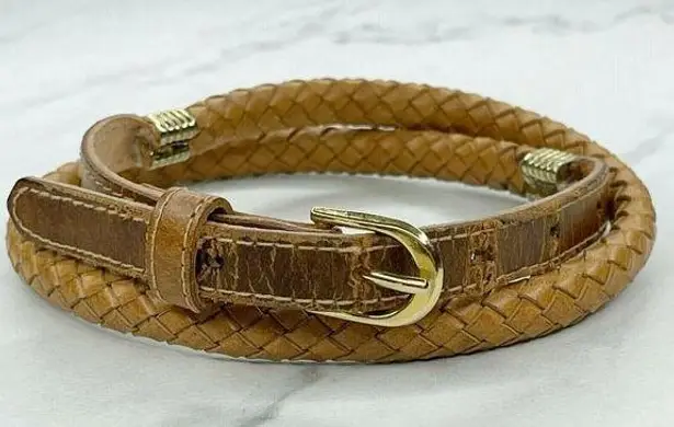 The Great New York Belt Co Brown Vintage Barrel Braided Leather Belt Size Small