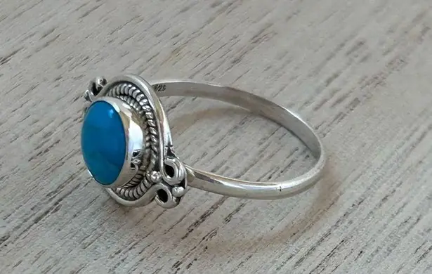 NEW 925 Sterling Silver Ladies Circle Cut Turquoise Ring Western Jewellery Blue