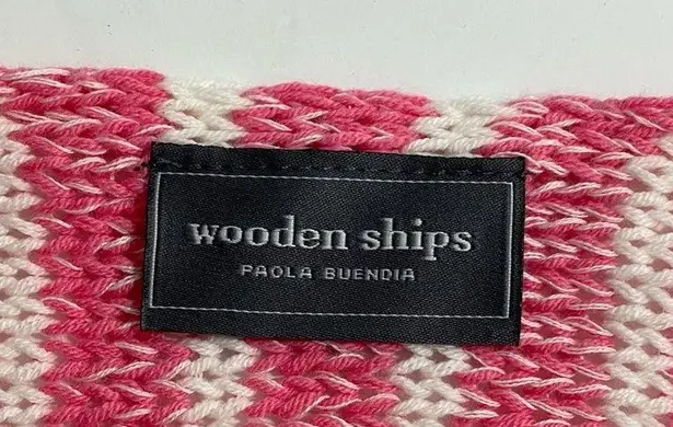 Wooden Ships  Beachcomber Top Cotton Pink White Pullover Open Knit XS Sweater