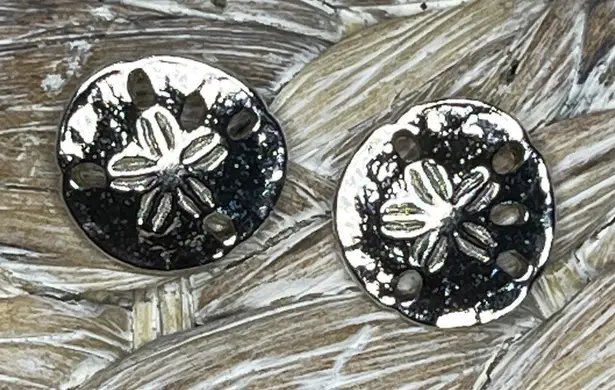 Monet Silver Tone Sand Dollar Stud Earrings