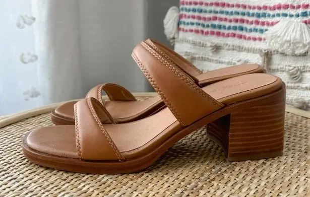 Madewell  The Saige Double-Strap Brown Leather Block Heel Sandals Women’s Size 7