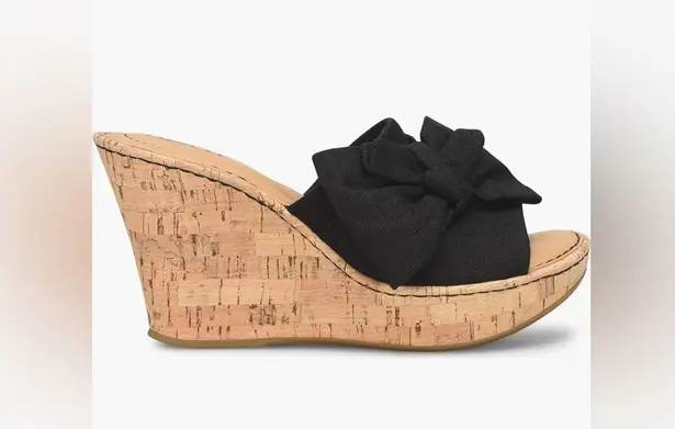 Born Black Cork Wedge Sandals Size 10
