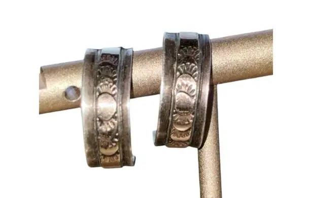 12k Gold Filled Half Hoop Etched Sunbeam Earrings Silver