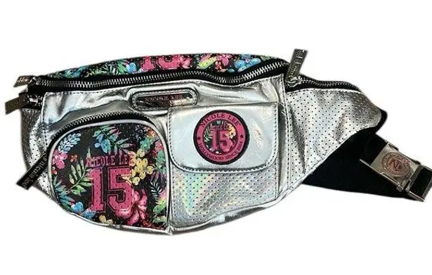 Nicole Lee USA Faux Leather Metallic Silver Adjustable Strap Belt Bag