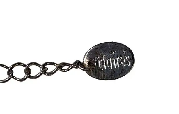 Claires Silver Tone Necklace with Rhinestones Faux Pearl Accents u Adjustable Le