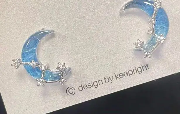 Blue Starry Sky Polar Star Moon Temperament Earrings Versatile Clear Sea Salt Sweet Earrings Exquisite Light Luxury Earrings for Women