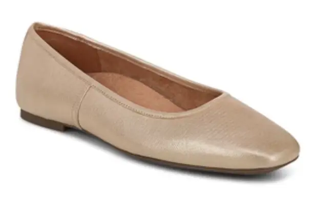 Vionic ORINDA SQUARE TOE BALLET FLAT Gold Size 9.5 Narrow