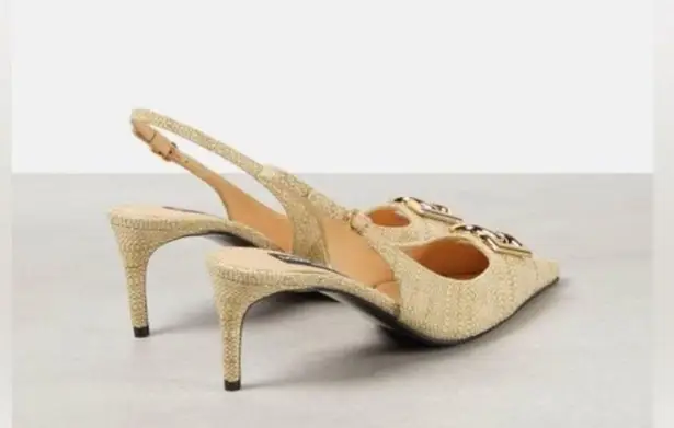 Dolce & Gabbana
Logo-embellished raffia slingback pumps