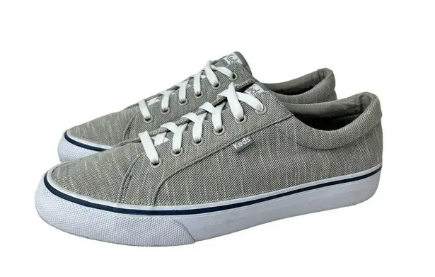 Keds  Women's Size 11 Jump Kick Leather Comfort Sneaker Shoes Striped Knit Grey