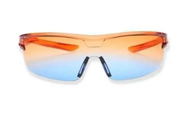 🆕Orange Blue Ombre Tinted Lens Flat Top Rimless Wrap Around Sunglasses Orange