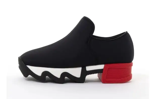 iRI NYC Wes Sneakers Black Red Unisex SZ 37 US 7W Slip Ons Neoprene Italian NEW