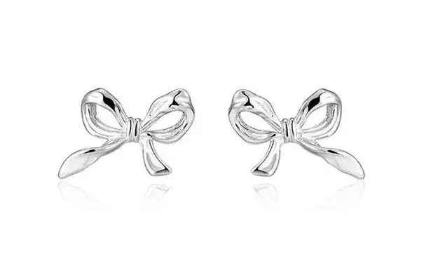 Boutique Silver Bow Stud Earrings