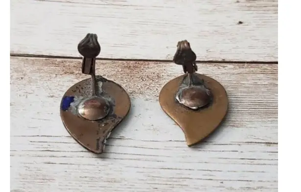 Vintage Clip On Earrings Multi Colored Artsy