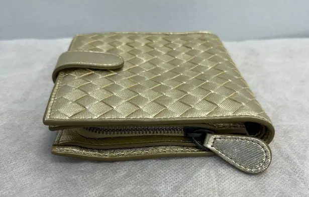 Bottega Veneta Gold Intrecciato Leather Wallet with Coin Pouch - Preowned