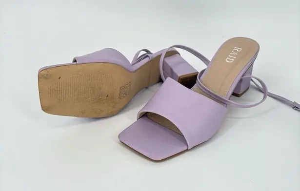 Asos Raid Naya Tie Ankle Mid Heeled Sandals In Lilac US 7 Purple