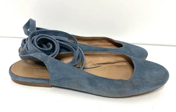 Madewell  April Ankle Wrap Blue Suede Ballet Flats