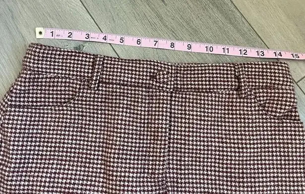 Cupcakes and Cashmere Maroon Houndstooth Wool Blend Mini Skirt Size 2
