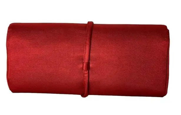 Rodo Red Satin Clutch Silver Gem Ring Closure