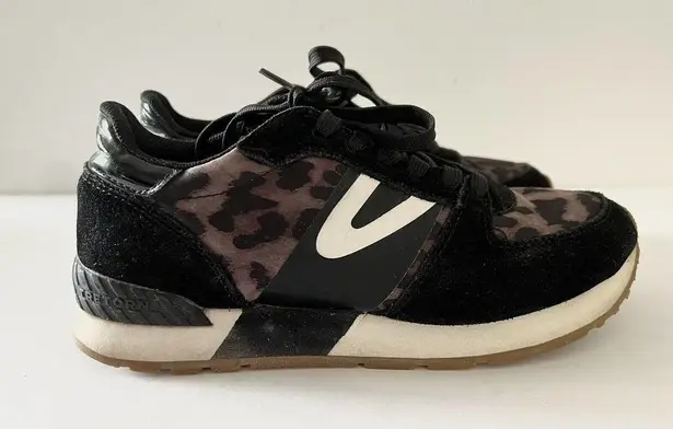 Tretorn Loyola Sneakers Size 7.5 Black Suede Animal Leopard Print Shoes