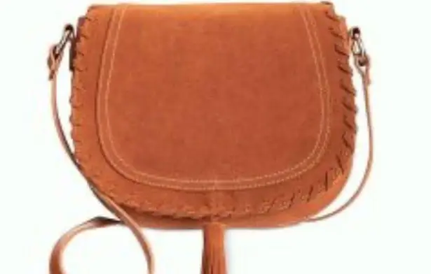 INC International Concepts Willow cognac leather crossbody hippie saddle bag Brown