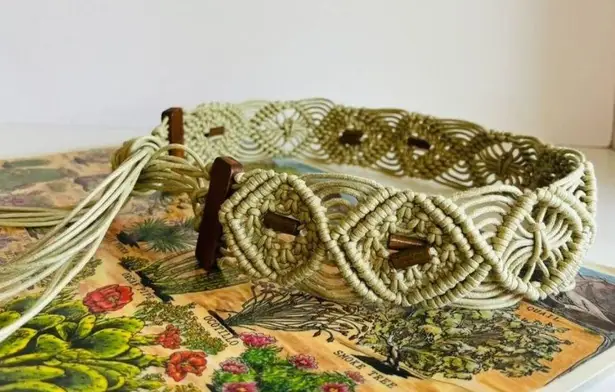 Weaved Cotton Wooden Beaded Woven Wrap Boho Indie Belt Tassel