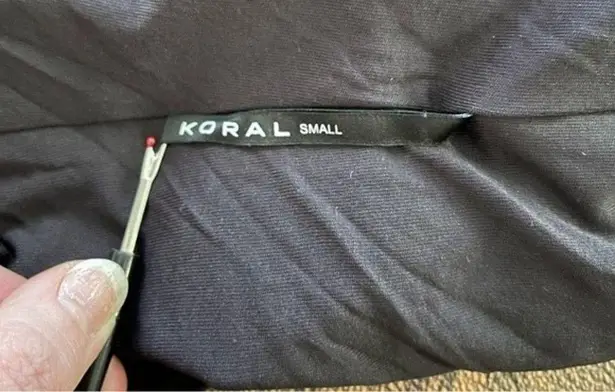 Koral Womens Black size S Thong Bodysuit Open Back Neon Strap Stretch Gym Swim