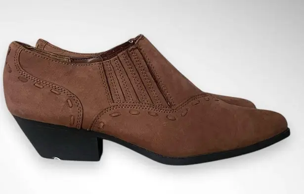 ELLEMENNO Rodeo Women's Brown Leather Western Style Ankle Boots Size 8 | EUC