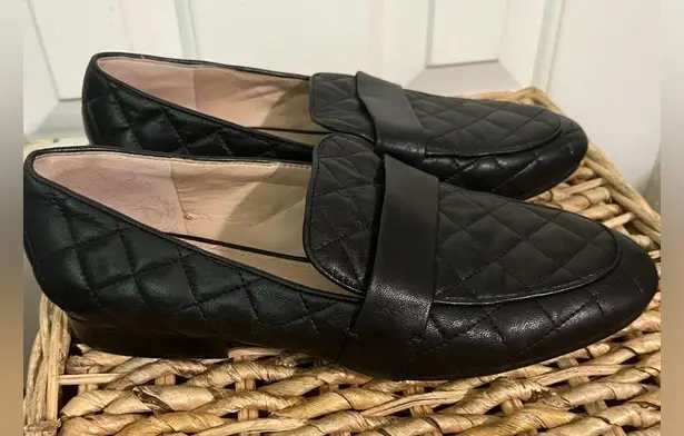 Essex Lane Shoes Tessie Black Quilted Leather Loafers size 7 leather