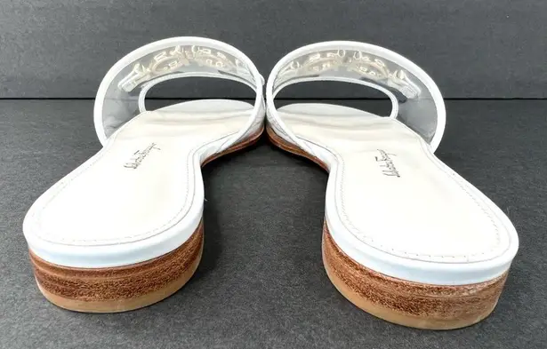 Salvatore Ferragamo Rhodes Pvc Gancini Logo White Leather Flat Sandals Size US 5