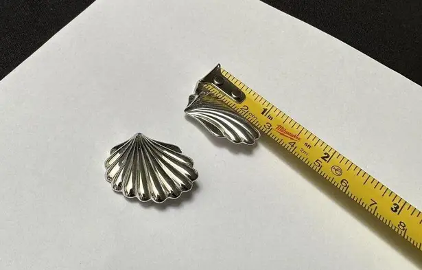 Trifari Seashell Silver Tone Clip On Earrings Signed