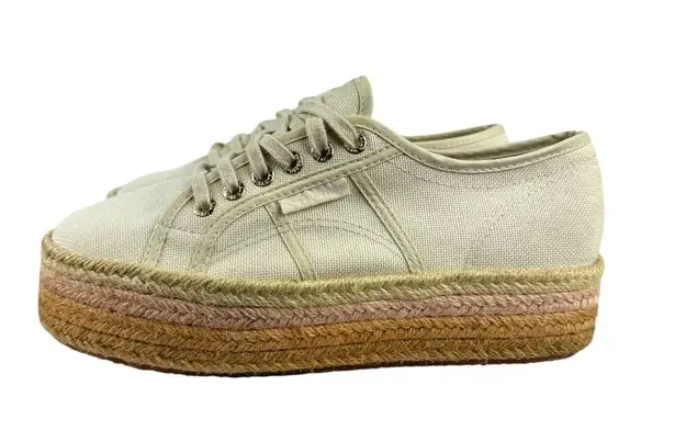 Superga  2790 Cotropew Light Sand Beige Canvas Colour Rope Platform Sneakers 8.5