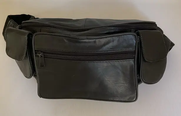Retro Genuine Leather Fanny Pack – Black