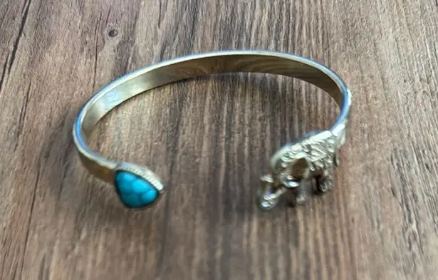 Bansri Turquoise and Gold Elephant Bangle Blue