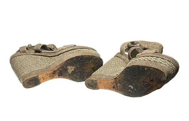 Arena Belenciaga Paris Gray Leather Sandal Woven Design Wedge Sandal EU 40/US 9