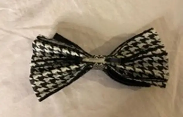 Handmade Preppy Houndstooth Glitter Hair Bow Black White Clip Barrette