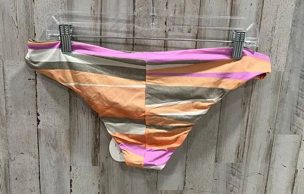 prAna New! Gemma Reversible Waves Green Stripe Bikini Bottom Womens Size Large