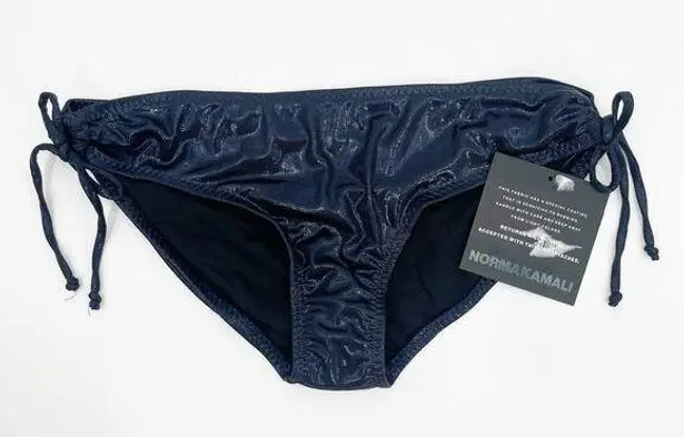 Norma Kamali Jason Bikini Bottoms Size Medium NWT True Navy Metallic Side Tie
