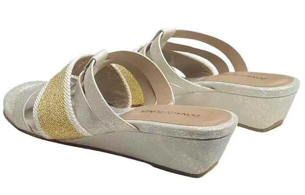 Donald Pliner Donald J Pliner ᪥ Dara Mesh Wedge Leather Sandals ᪥ Silver Gold Metallic ᪥ 8.5M