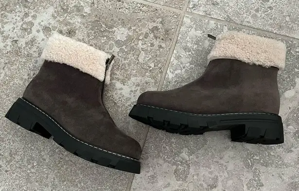 La Canadienne Abba Suede Shearling Waterproof, Brown Size 5M NEW Retail $585