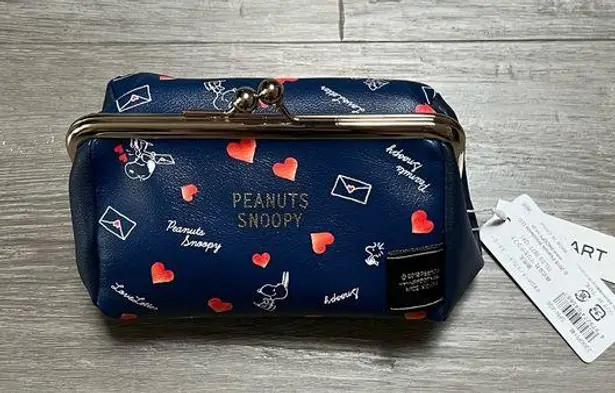 Peanuts snoopy small pouch clasp makeup bag pouch Blue