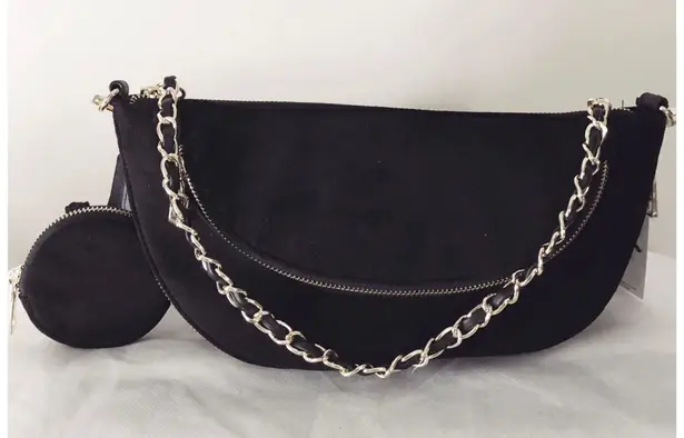 Sondra Roberts Black Faux Suede 3 Way Bag