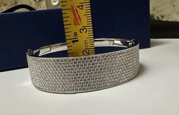 Swavorski Swarovski Crystal Cuff Bracelet Silver Tone 6 3/4 Inch With Original Box