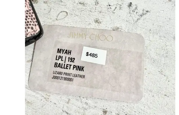 Jimmy Choo Myah Ballet Pink Lizard Print Leather Bi-fold Wallet With Jc Logo - Image 5