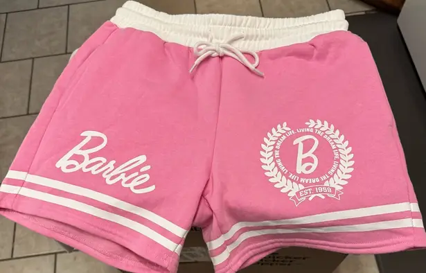 Barbie Pink and white Drawstring Women's Shorts M Size M